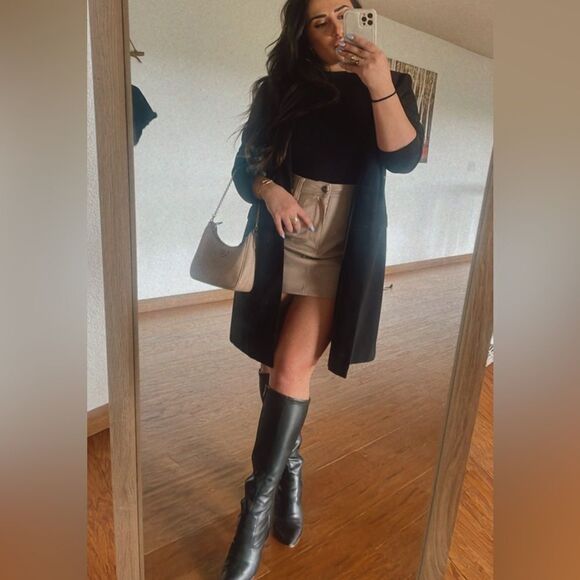 Tan faux leather mini skirt - Picture 3 of 8